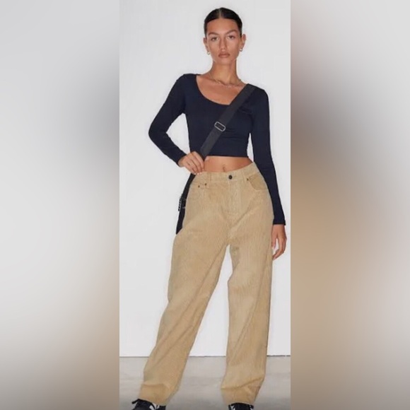 Motel Rocks corduroy trousers 90’s parallel jeans wide leg chocolate brown - Picture 11 of 16